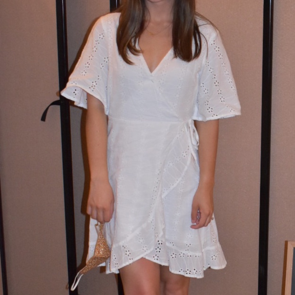 White Eyelet Lace Dress - bridal, bachelorette